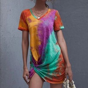 Tie Dye Dress, twist hem (XL)